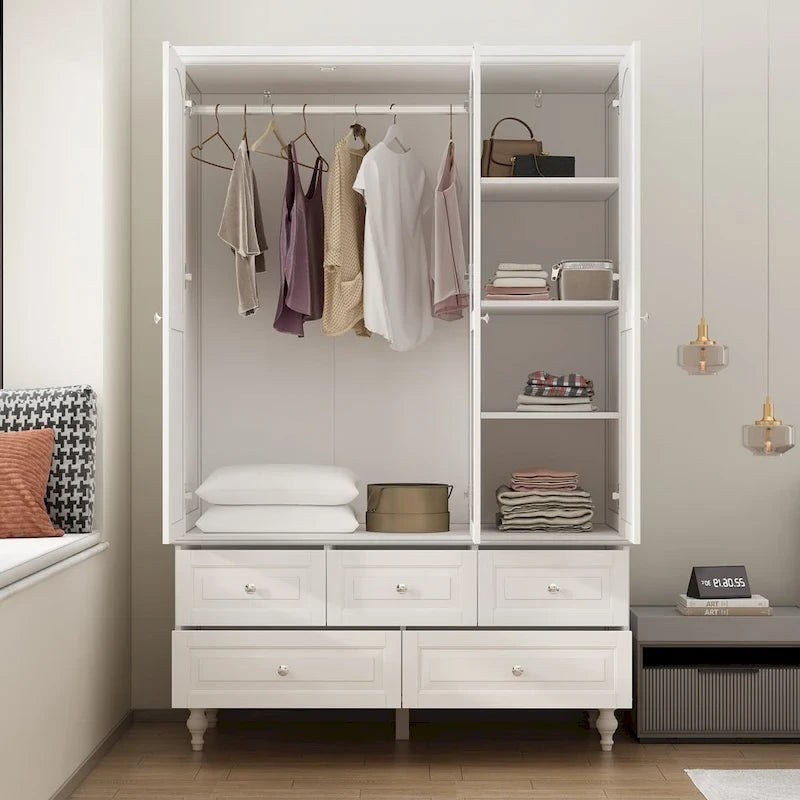 Armoires penderies blanches laquées de 180 cm de haut avec portes miroir