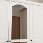 Armoires penderies blanches laquées de 180 cm de haut avec portes miroir