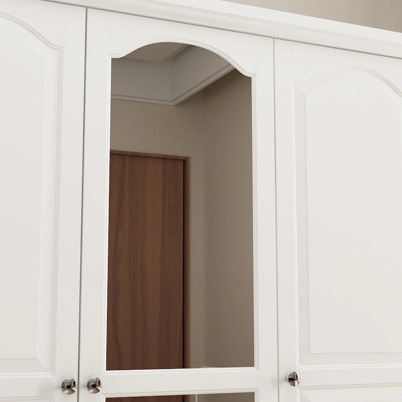 Armoires penderies blanches laquées de 180 cm de haut avec portes miroir