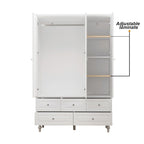 Armoires penderies blanches laquées de 180 cm de haut avec portes miroir