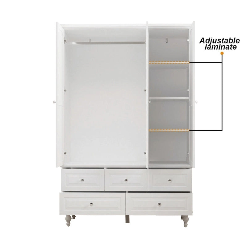 Armoires penderies blanches laquées de 180 cm de haut avec portes miroir