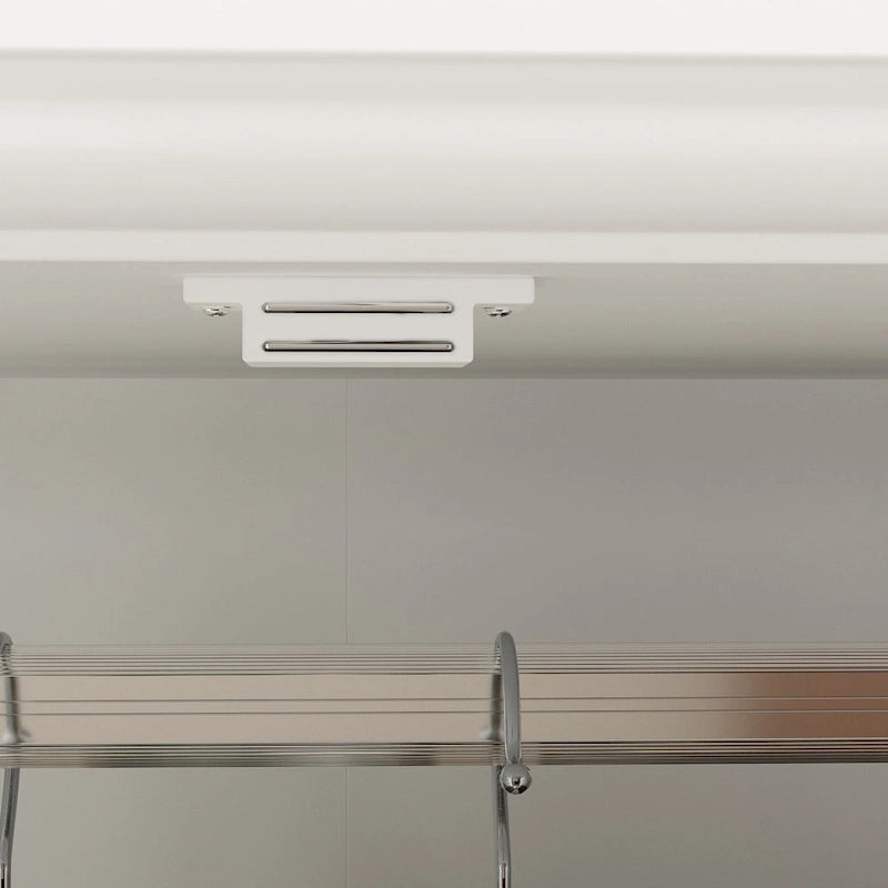 Armoires penderies blanches laquées de 180 cm de haut avec portes miroir