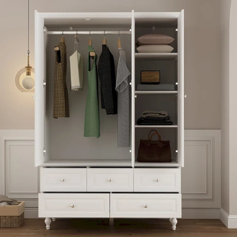 Armoires penderies blanches laquées de 180 cm de haut avec portes miroir