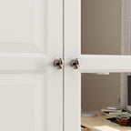 Armoires penderies blanches laquées de 180 cm de haut avec portes miroir