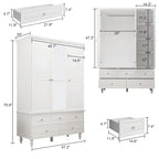 Armoires penderies blanches laquées de 180 cm de haut avec portes miroir