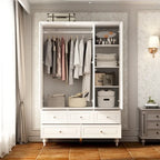 Armoires penderies blanches laquées de 180 cm de haut avec portes miroir