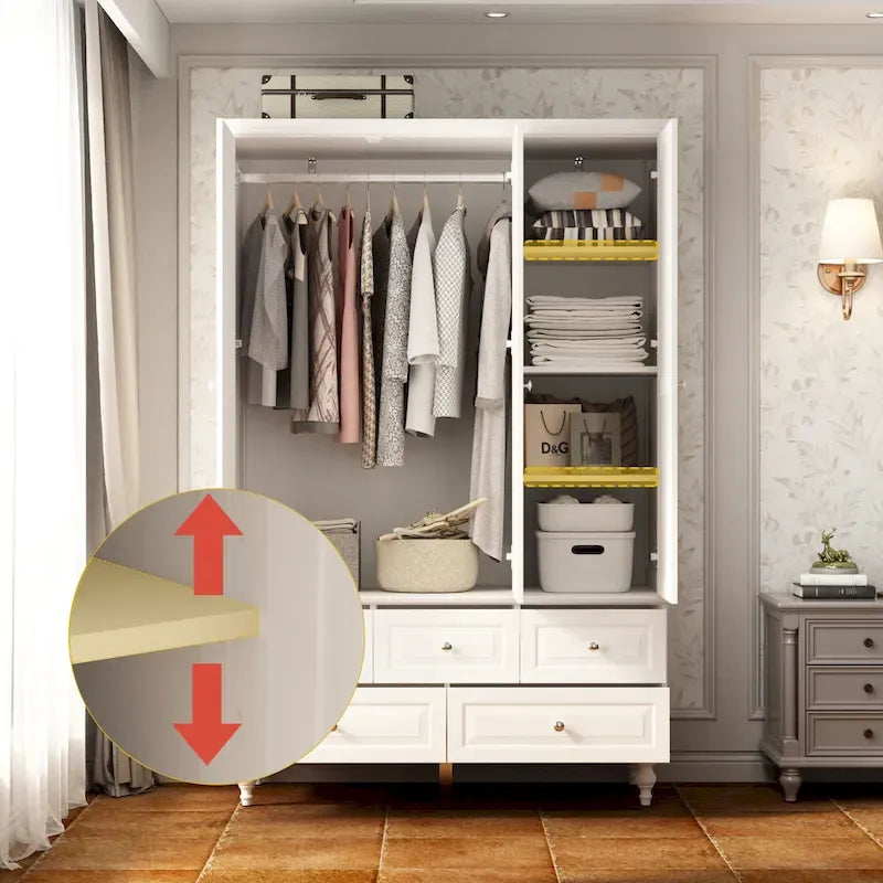 Armoires penderies blanches laquées de 180 cm de haut avec portes miroir