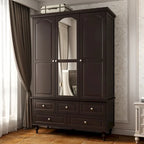 Armoires penderies blanches laquées de 180 cm de haut avec portes miroir