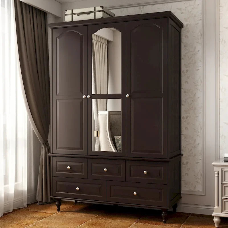 Armoires penderies blanches laquées de 180 cm de haut avec portes miroir