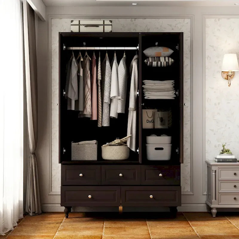 Armoires penderies blanches laquées de 180 cm de haut avec portes miroir