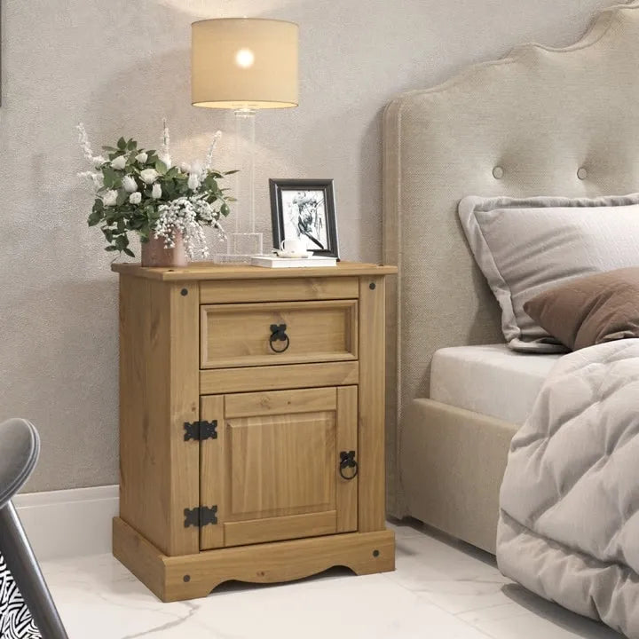 Table de chevet en bois 1 porte 1 tiroir Collection Corona