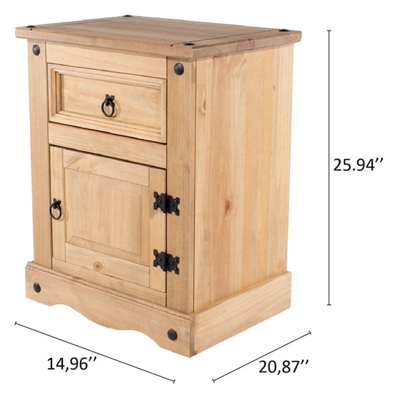 Table de chevet en bois 1 porte 1 tiroir Collection Corona