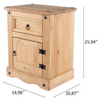 Table de chevet en bois 1 porte 1 tiroir Collection Corona