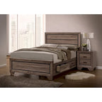 Lit en bois taupe délavé