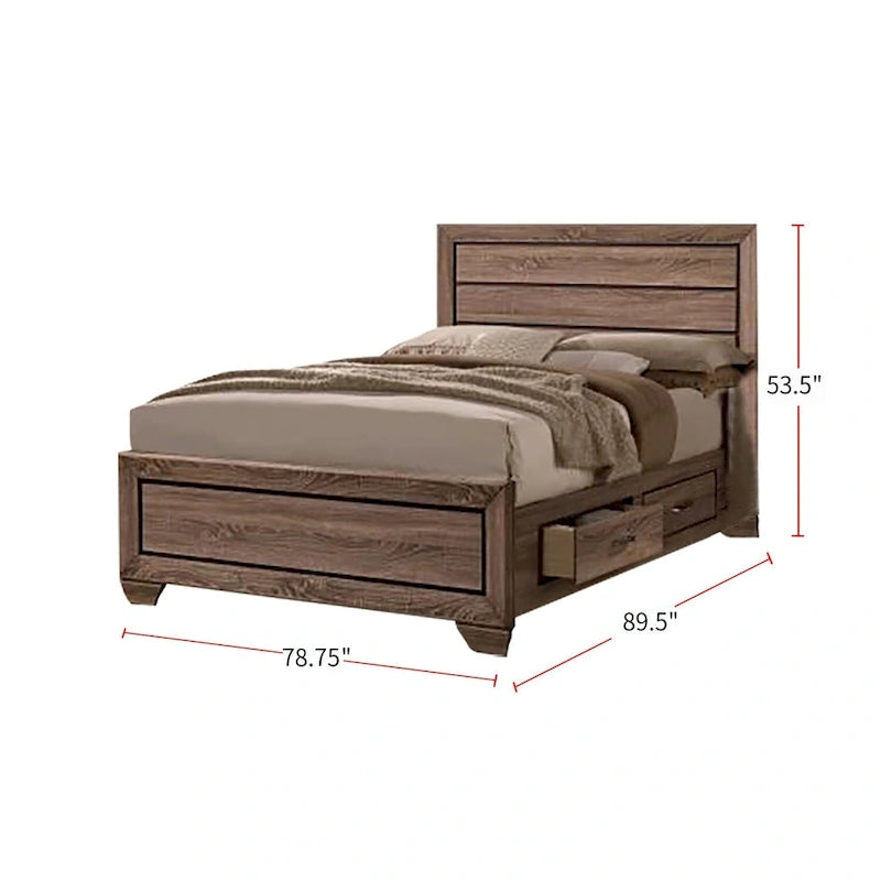 Lit en bois taupe délavé