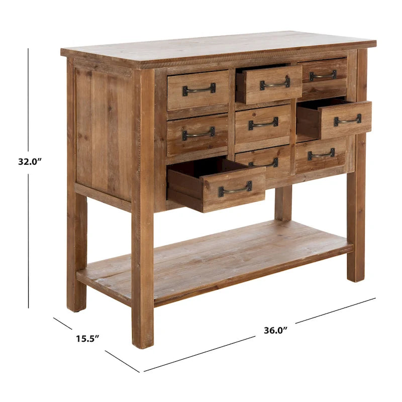 Commode Neppie en chêne naturel à 9 tiroirs