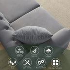 [Vidéo] Canapé Chesterfield 79 en Velours Gris pour Salon, Canapé 3 Places Capitonné avec Accoudoirs Ronds et Clous pour Salo