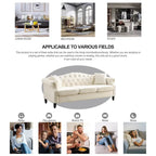 [Vidéo] Canapé Chesterfield 79 en Velours Gris pour Salon, Canapé 3 Places Capitonné avec Accoudoirs Ronds et Clous pour Salo