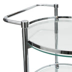 Desserte roulante circulaire en verre trempé – 15,25 x 16,75 x 29,75
