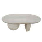Table basse de 38 pouces, plateau oblong en bois de manguier avec pied boule moderne