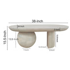 Table basse de 38 pouces, plateau oblong en bois de manguier avec pied boule moderne