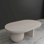 Table basse de 38 pouces, plateau oblong en bois de manguier avec pied boule moderne