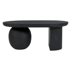 Table basse de 38 pouces, plateau oblong en bois de manguier avec pied boule moderne