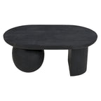 Table basse de 38 pouces, plateau oblong en bois de manguier avec pied boule moderne