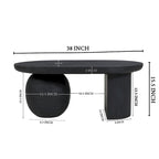 Table basse de 38 pouces, plateau oblong en bois de manguier avec pied boule moderne