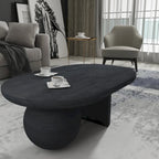 Table basse de 38 pouces, plateau oblong en bois de manguier avec pied boule moderne