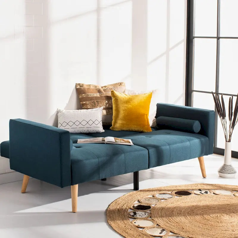 Lit futon pliable Tamekia avec oreiller - 74,8 x 31,9 x 34,7