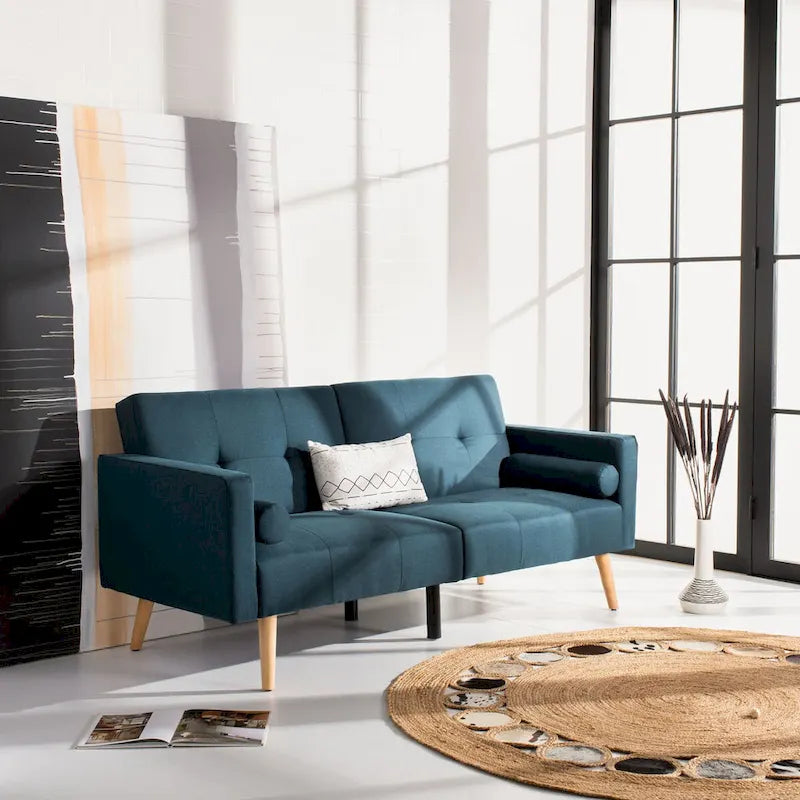 Lit futon pliable Tamekia avec oreiller - 74,8 x 31,9 x 34,7