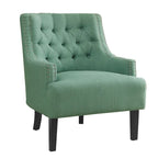 Fauteuil d'appoint en chenille sarcelle avec dossier capitonné
