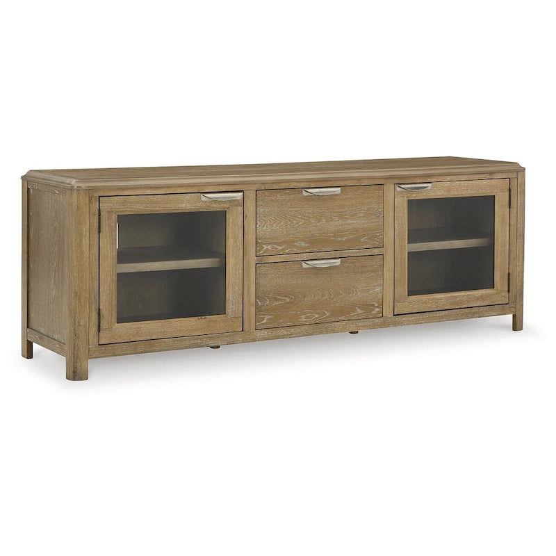 Meuble TV Rencott marron clair 80 po pour téléviseurs jusqu'à 92 po - 79,63 L x 20 P x 28 H