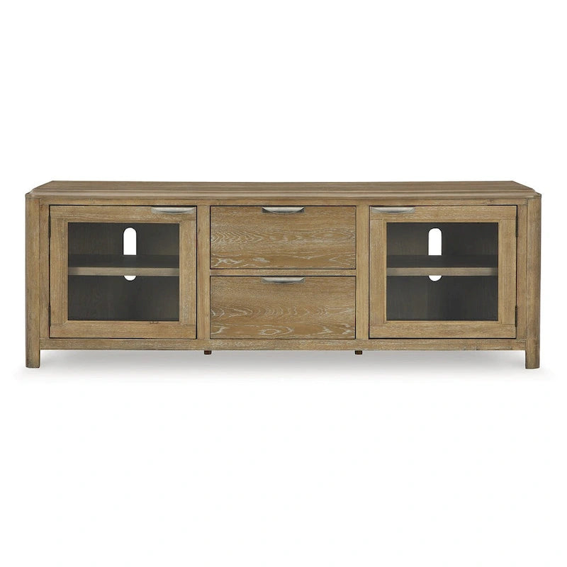Meuble TV Rencott marron clair 80 po pour téléviseurs jusqu'à 92 po - 79,63 L x 20 P x 28 H