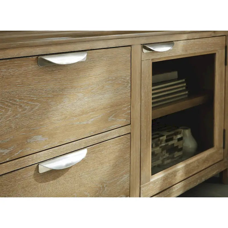 Meuble TV Rencott marron clair 80 po pour téléviseurs jusqu'à 92 po - 79,63 L x 20 P x 28 H