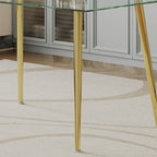 Table à manger en verre trempé de 0,32 po d'épaisseur avec pieds en acier inoxydable pour petits espaces, salle à manger
