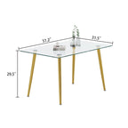 Table à manger en verre trempé de 0,32 po d'épaisseur avec pieds en acier inoxydable pour petits espaces, salle à manger