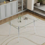 Table à manger en verre trempé de 0,32 po d'épaisseur avec pieds en acier inoxydable pour petits espaces, salle à manger