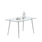 Table à manger en verre trempé de 0,32 po d'épaisseur avec pieds en acier inoxydable pour petits espaces, salle à manger