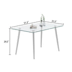 Table à manger en verre trempé de 0,32 po d'épaisseur avec pieds en acier inoxydable pour petits espaces, salle à manger