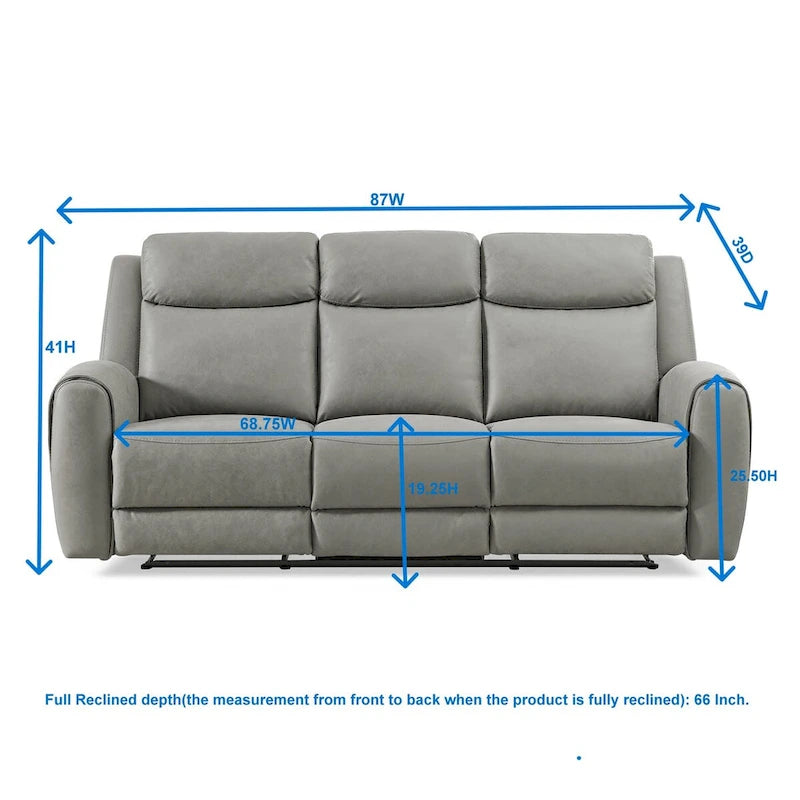Canapé et fauteuil inclinables de transition Wesley, gris