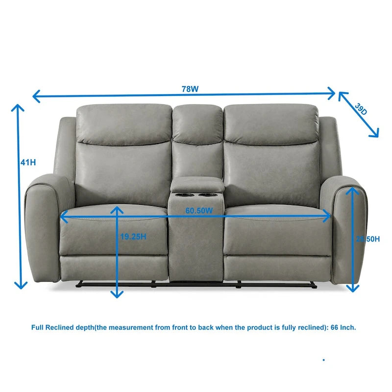Canapé et fauteuil inclinables de transition Wesley, gris